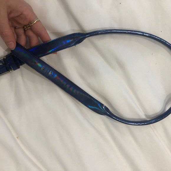 Alexander McQueen Blue iridescent Leather Belt